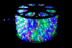 Светодиодный Дюралайт Ø13 мм Разноцветный 220В, 36 LED/м, Свечение 360°, IP65, Бухта 100м