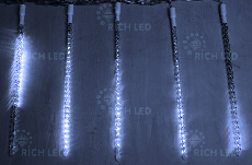 Светодиодные тающие сосульки Rich LED, витая форма, комплект 10 шт. по 80 см, белый, 12 B, соединяемый. RL-MT10*0.8C-12V-W/W