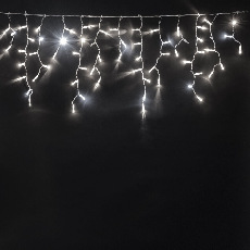 Гирлянда Бахрома с Колпачком 4,9 x 0,5 м Белая с Мерцанием Белого Диода 220В, 240 LED, Провод Прозрачный ПВХ, IP65