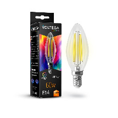 Лампа светодиодная Voltega E14 7W 2800K прозрачная VG10-C35E14warm7W-FHR 7152