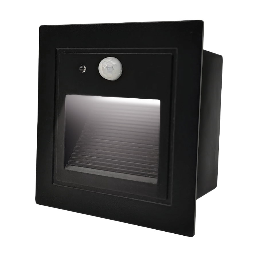 Светильник для ступеней 3Вт 5000К Металл Черный Квадрат с сенсором General GSTL-S1-3BT-5K 1730₽