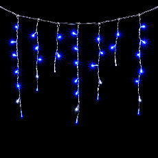 Гирлянда Бахрома 4,9 x 0,5 м Синяя с Мерцанием Белого Диода 220В, 240 LED, Провод Прозрачный ПВХ, IP54