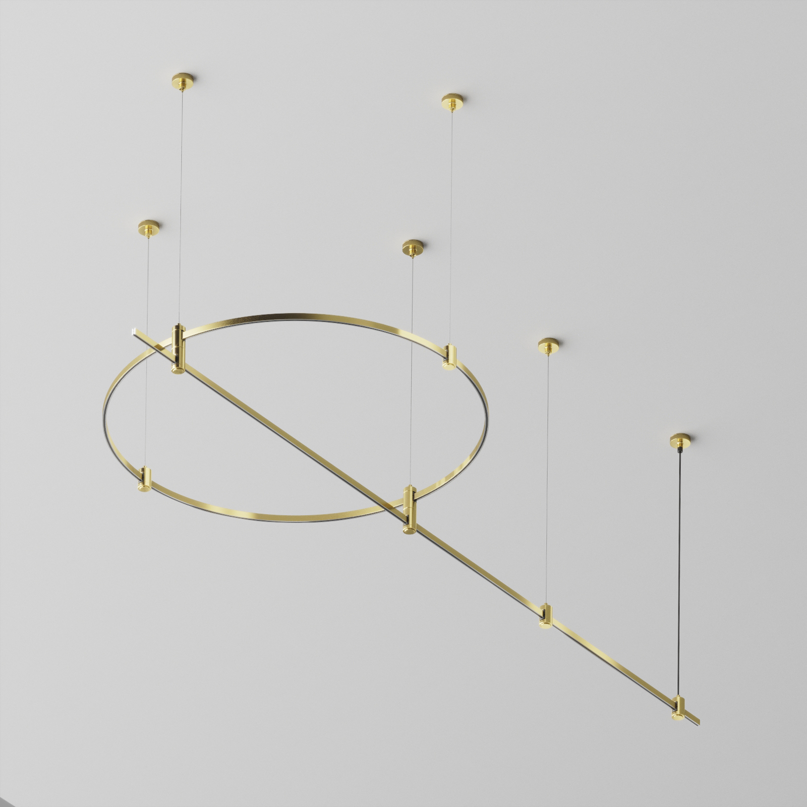 Готовая конструкция круглая прямая двухуровневая на тросовых подвесах Hang без светильников и блока питания латунь TFC-Flar-H05-BS 58120₽