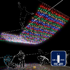 Светодиодный занавес (дождь) Rich LED 2*6 м, влагозащитный колпачок, мульти, белый провод, RL-C2*6-CW/M