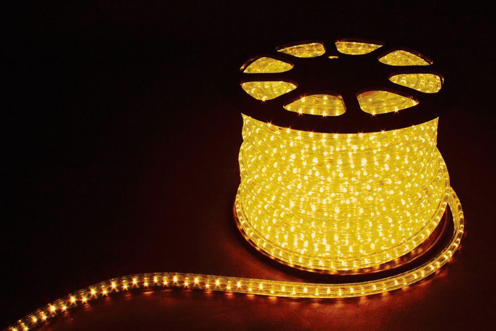 Дюралайт (лента светодиодная), 3W 50м 220V 72LED/м 11х18мм, желтый, LED-F3W FERON дюралайт led постоянное свечение 2w желтый 36 led м бухта 100м neon night