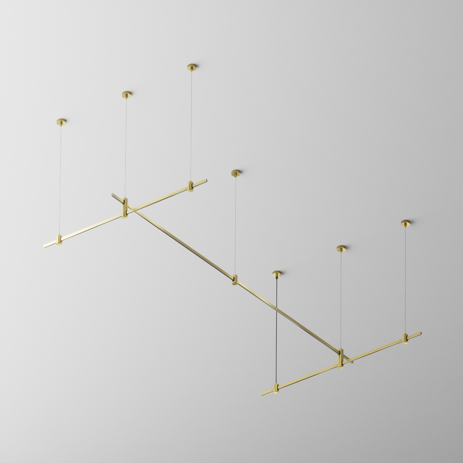 Готовая конструкция прямая 2м х 1м двухуровневая на тросовых подвесах Hang без светильников и блока питания латунь TFC-Flar-H07-BS 48800₽