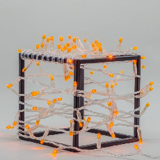 Гирлянда Нить с Колпачком 10м Оранжевая 220В, 100 LED, Провод Прозрачный ПВХ, IP65
