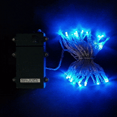 Гирлянда Нить на Батарейках 5м Синяя, 50 LED, Провод Прозрачный Силикон, IP65