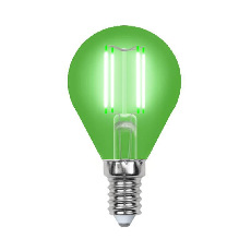 Лампа светодиодная филаментная Uniel E14 5W зеленая LED-G45-5W/GREEN/E14 GLA02GR UL-00002987
