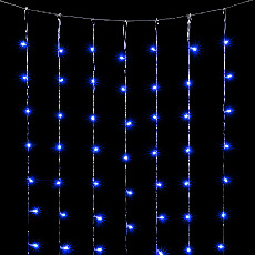 Гирлянда Занавес 3 x 2 м Синий 220В, 600 LED, Провод Прозрачный ПВХ, IP20