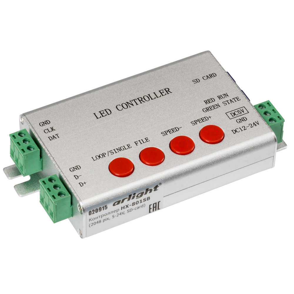 Контроллер HX-801SB (2048 pix, 5-24V, SD-card) (Arlight, -) wholesale t1000s controller for ws2801 ws2811 ws2812b lpd6803 led 2048 rgb pixels strip light with 256 sd card dc 5v 24v 12v
