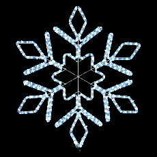 Светодиодная Снежинка Ø1,15м Белая, Дюралайт на Металлическом Каркасе, IP54