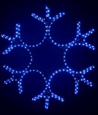 Светодиодная Снежинка Ø0,8м Синяя, Дюралайт на Металлическом Каркасе, IP54