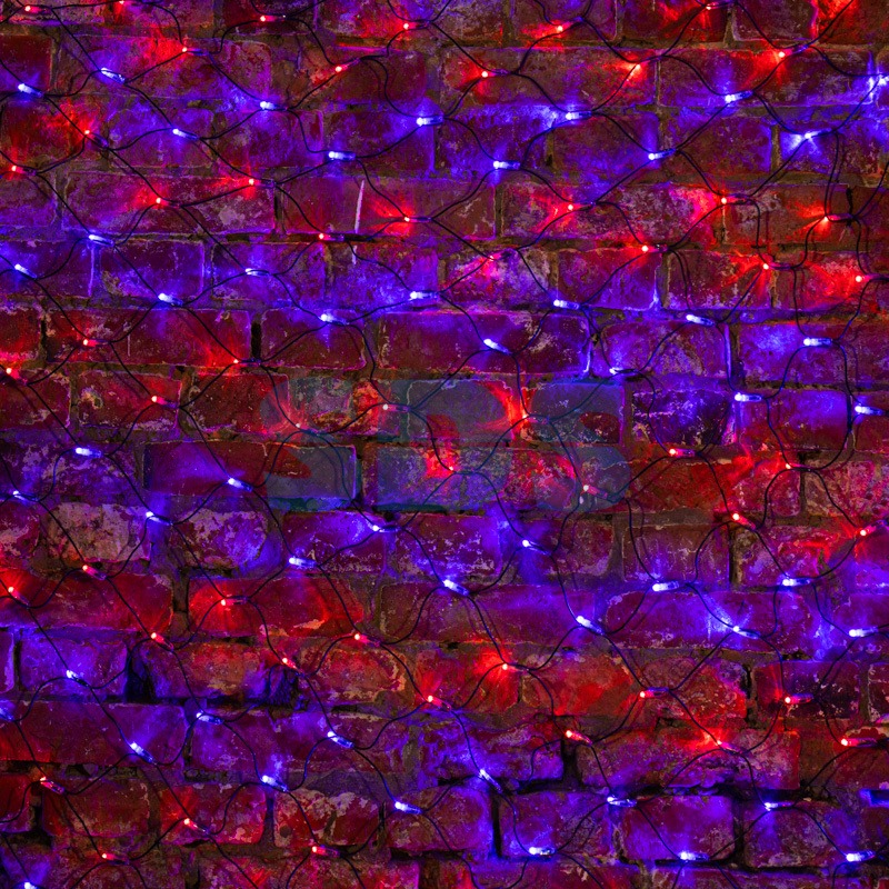 Гирлянда Сеть 2х1,5м, черный ПВХ, 288 LED Красные/Синие