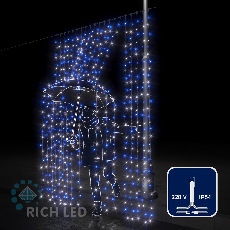 Светодиодная занавеса 600 LED, 58 Ватт, IP54, для улицы и помещения, провод Прозрачный, Свечение: постоянное, RL-C2*3-T/BW