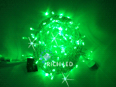 Светодиодная гирлянда Rich LED 10 м, 100 LED, 24 В, соединяемая, зеленая, мерцающая, прозрачный провод RL-S10CF-24V-T/G