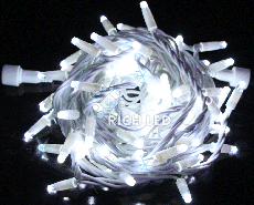 Светодиодная гирлянда Rich LED 10 м, 100 LED, 220 В, соединяемая, мерцающая, белый резиновый провод, белая RL-S10CF-220V-RW/W