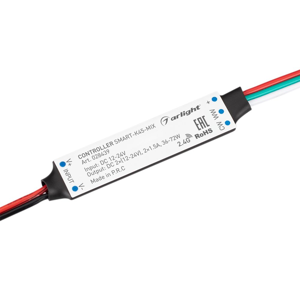 Контроллер SMART-K45-MIX (12-24V, 2x1.5A, 2.4G) (Arlight, IP20 Пластик, 5 лет) контроллер hx 802se 2 6144 pix 5 24v sd карта пду arlight