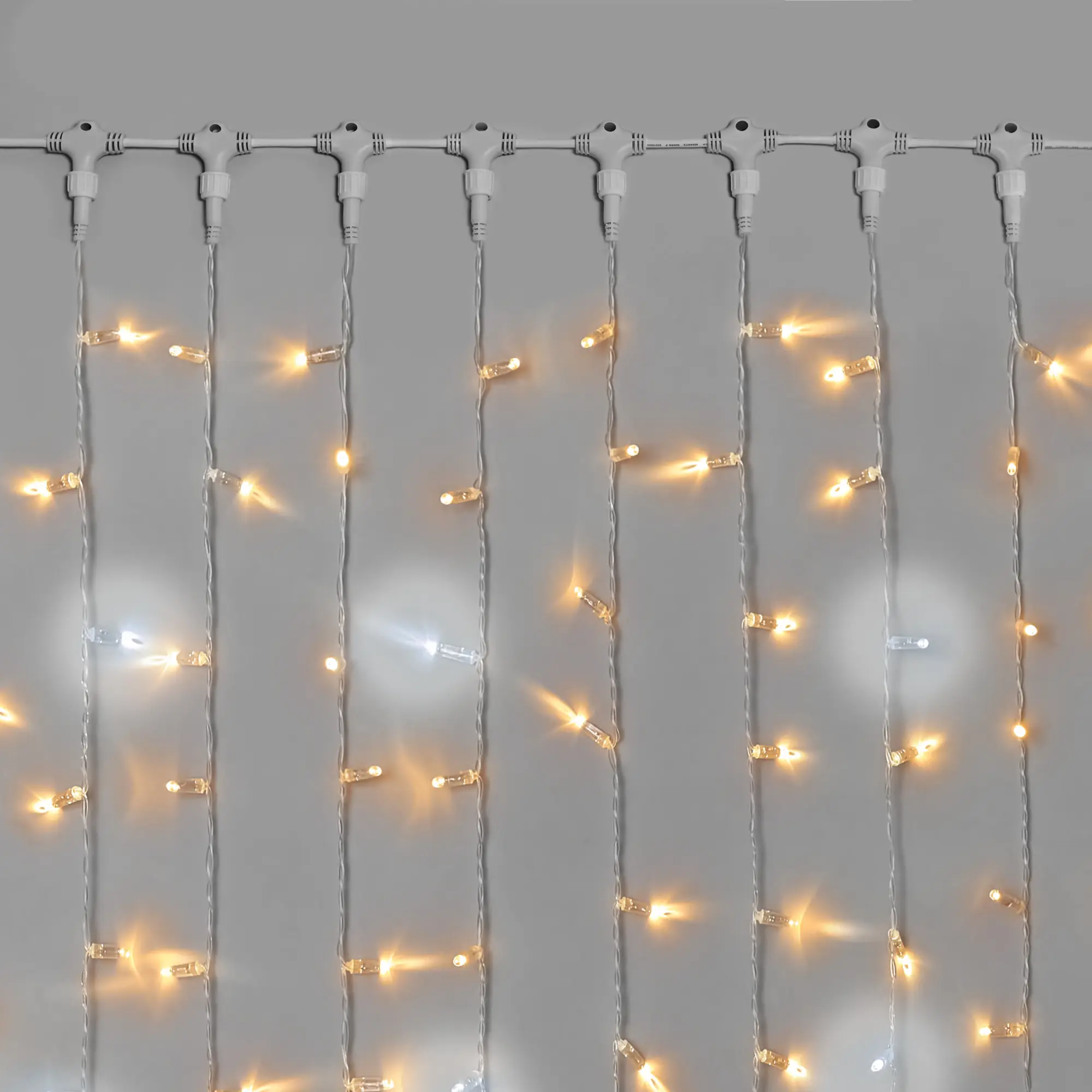 Гирлянда Занавес INOXHUB 2х3м, мерцающий, 600 LED, 220В, IP65, прозрачный провод 2.3мм, ТЁПЛЫЙ БЕЛЫЙ