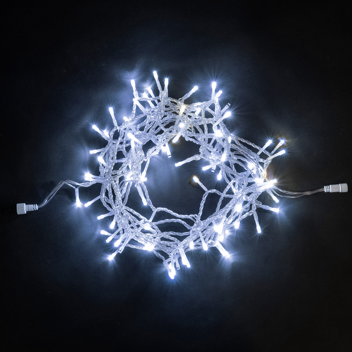 

Гирлянда Нить 10м Белая с Мерцанием Белого Диода 24В, 100 LED, Провод Прозрачный ПВХ, IP54, PST100BLW-10-1W