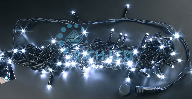 

Светодиодная гирлянда 100 LED, 4.8 Ватт, IP54, для улицы и помещения, провод черный, Свечение: постоянное, RL-S10C-24V-B/W, RL-S10C-24V-B/W