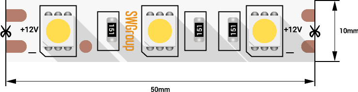 Лента светодиодная SWG560-12-14.4-G-M мат для резки 30 × 22 см а4 зелёный dk 004