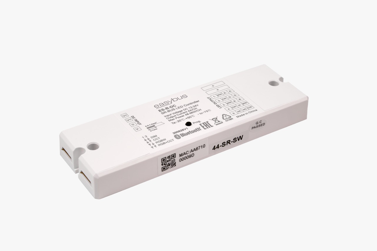 Контроллер EASYBUS для светодиодной ленты 5 в 1 (монохромный, CCT, RGB/RGBW, RGB+CCT), 5x4A, ES-B-DC контроллер для ленты rf mix rs 12a