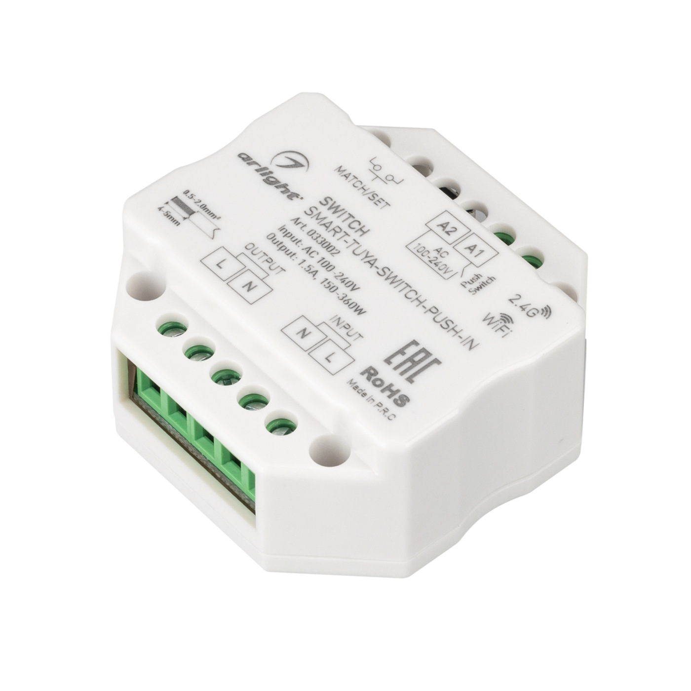 Контроллер-выключатель SMART-TUYA-SWITCH-PUSH-IN (230V, 1.5A, WiFi, 2.4G) (Arlight, IP20 Пластик, 5 лет) выключатель встраиваемый simon 24 push