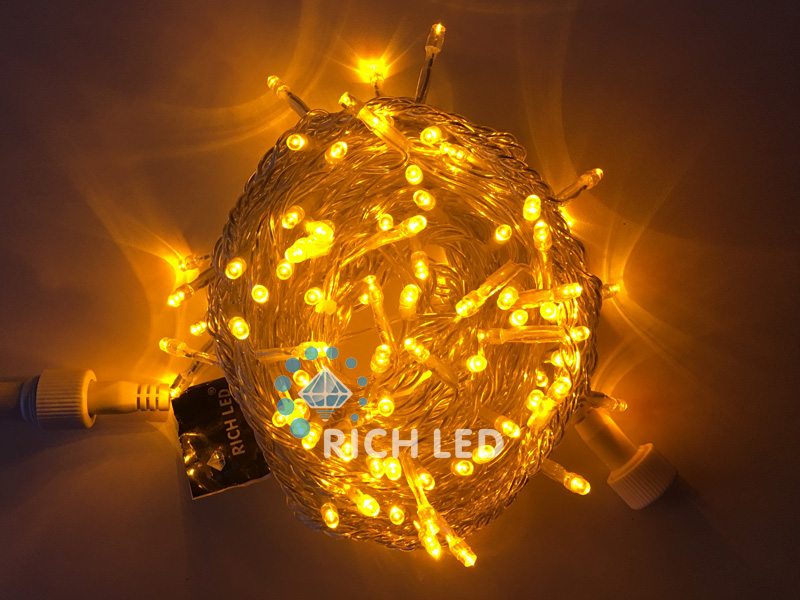 

Светодиодная гирлянда 100 LED, IP54, для улицы и помещения, провод Прозрачный, Свечение: постоянное, RL-S10C-220V-T/Y, RL-S10C-220V-T/Y