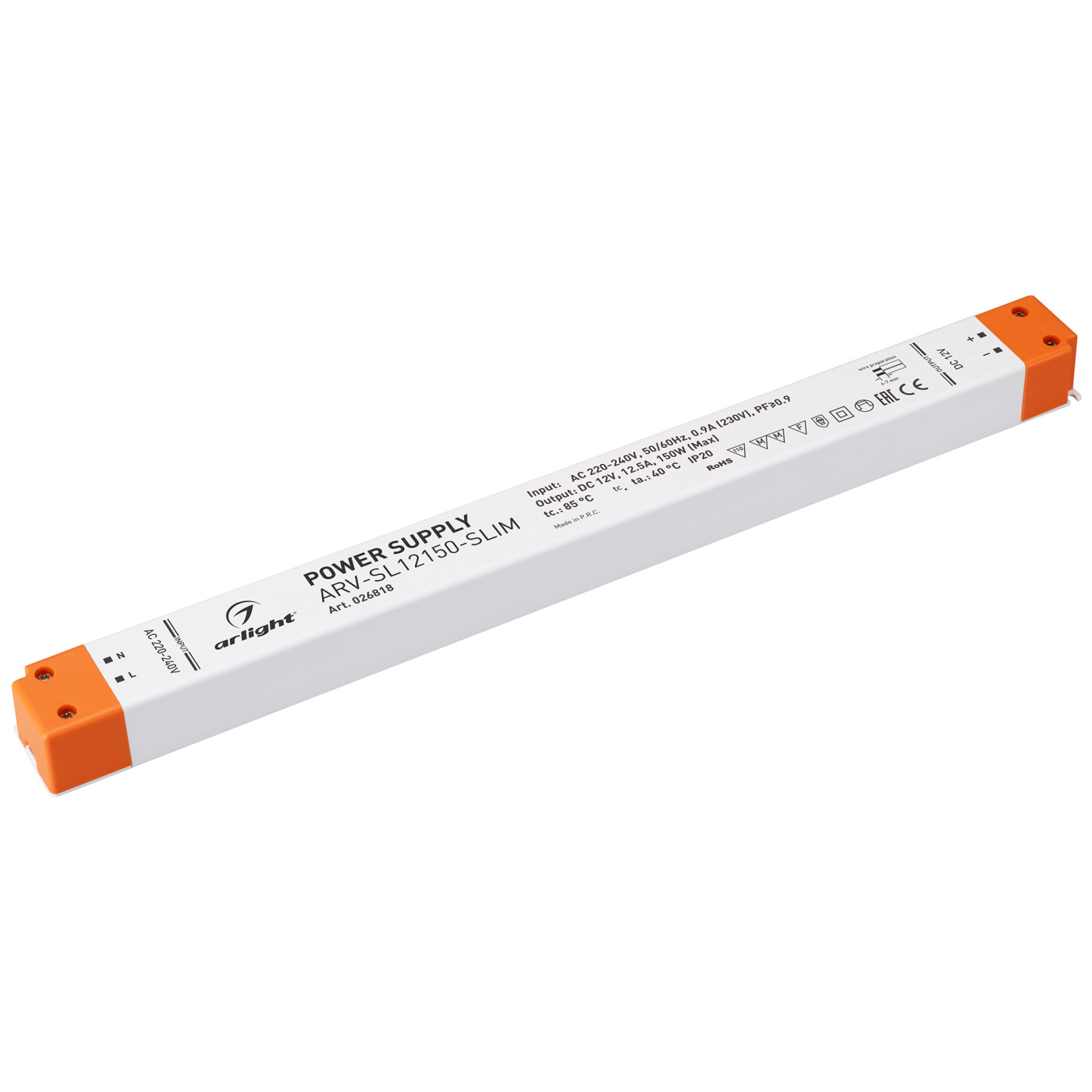 Блок питания ARV-SL12150-SLIM (12V, 12.5A, 150W, PFC) (Arlight, IP20 Пластик, 3 года) светодиодная панель lt s160x160wh 12w warm white 120deg arlight ip40 металл 3 года