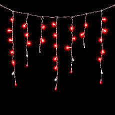 Гирлянда Бахрома 3,1 x 0,5 м Красная с Мерцанием Белого Диода 220В, 150 LED, Провод Прозрачный ПВХ, IP54