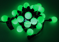 Светодиодная гирлянда большие Шарики Rich LED 5 м, 20 шариков, 220 В, соединяемая, зеленая, черный провод, RL-S5-20C-40B-B/G