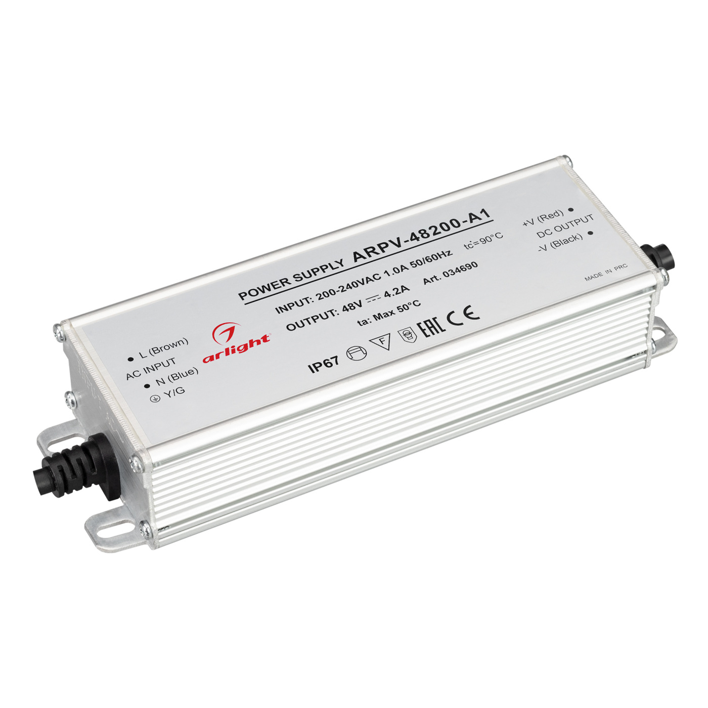 Блок питания ARPV-48200-A1 (48V, 4.2A, 200W) (Arlight, IP67 Металл, 3 года) трансформатор lb500 dc24v 200w ip67 244 80 32мм