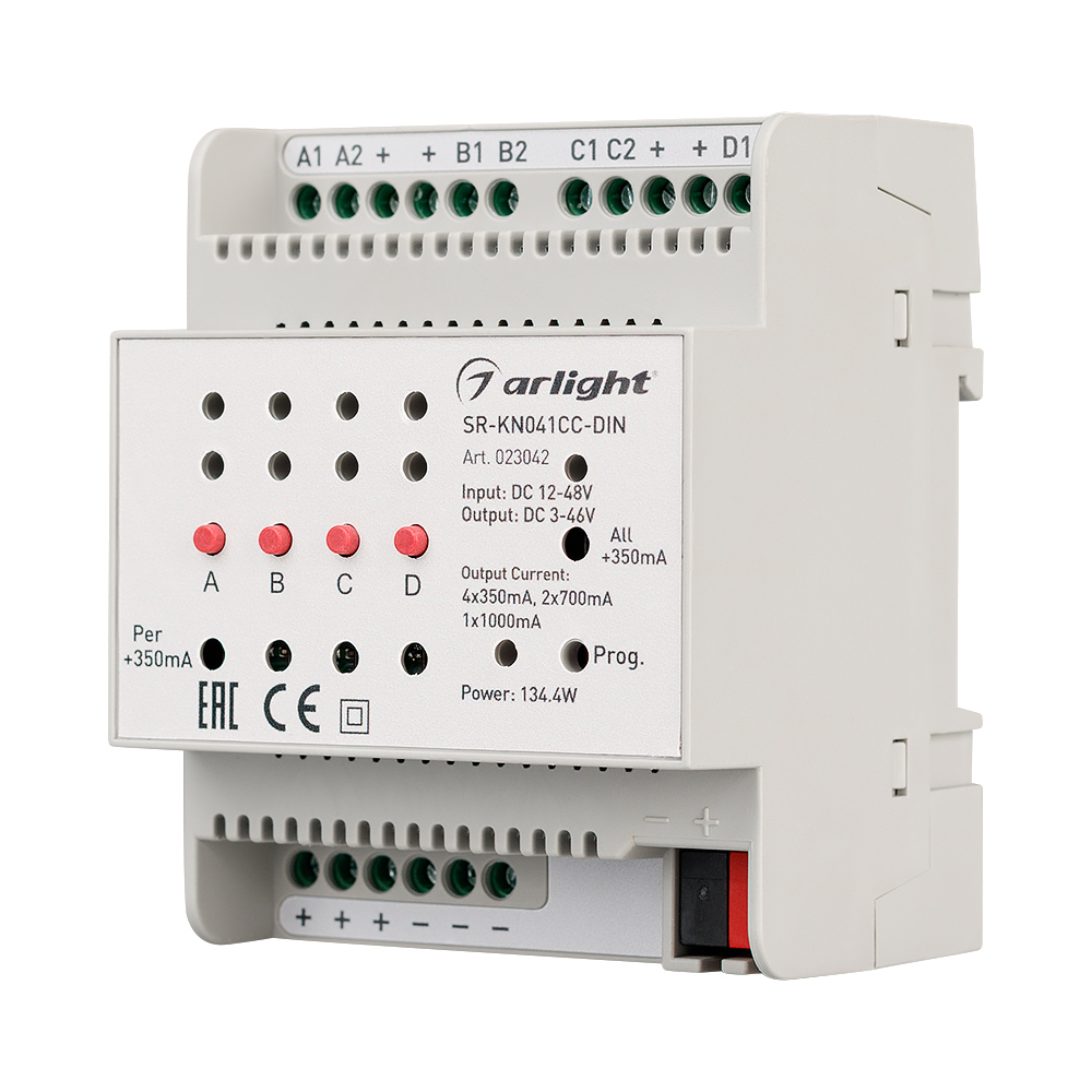 Контроллер тока SR-KN041CC-DIN (12-48V, 4x350/700mA) (Arlight, -) контроллер hx 805 2048 pix 5 24v sd карта пду arlight