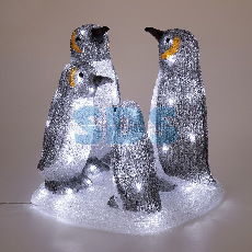 Акриловая светодиодная фигура «Семья пингвинов» 40х33х36 см, 80 светодиодов, IP65, понижающий трансформатор в комплекте NEON-NIGHT