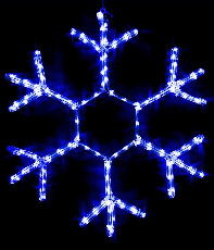 Светодиодная Снежинка Ø0,7м Синяя, Дюралайт на Металлическом Каркасе, IP54