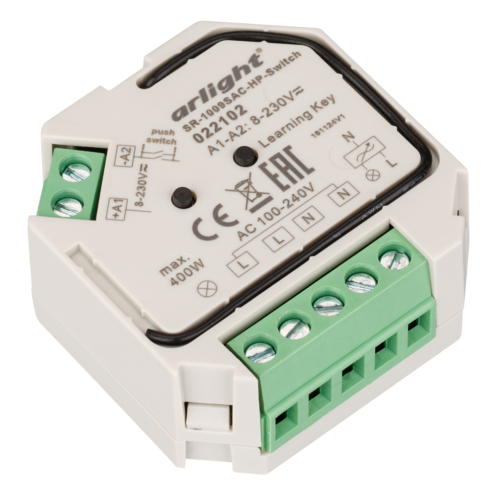 Контроллер-выключатель SR-1009SAC-HP-Switch (230V, 1.66A) (Arlight, IP20 Пластик, 3 года) контроллер выключатель smart s1 switch 230v 3a 2 4g arlight ip20 пластик 5 лет
