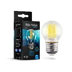 Лампа светодиодная Voltega E27 6,5W 4000K прозрачная VG10-G45E27cold9W-F 7139