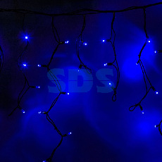 Гирлянда Айсикл (бахрома) светодиодный, 5,6 х 0,9 м, с эффектом мерцания,черный провод КАУЧУК, 230 В, диоды синие, 240 LED NEON-NIGHT