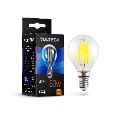 Лампа светодиодная филаментная Voltega E14 6W 2800К прозрачная VG10-G1E14warm6W-F 7021