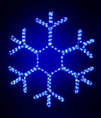 Светодиодная Снежинка Ø0,5м Синяя, Дюралайт на Металлическом Каркасе, IP54, LC-13042