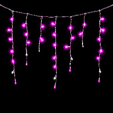 Гирлянда Бахрома 3,1 x 0,5 м Розовая с Мерцанием Белого Диода 220В, 150 LED, Провод Прозрачный ПВХ, IP54