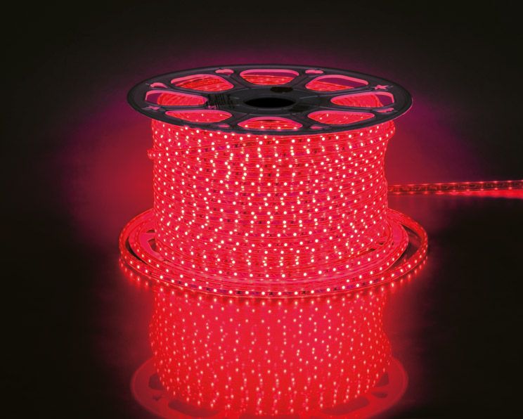 Cветодиодная LED лента Feron LS704, 60SMD(2835)/м 4.4Вт/м 100м IP65 220V красный дюралайт лента светодиодная 2w feron 100м 220v 36led м 13мм желтый led r2w