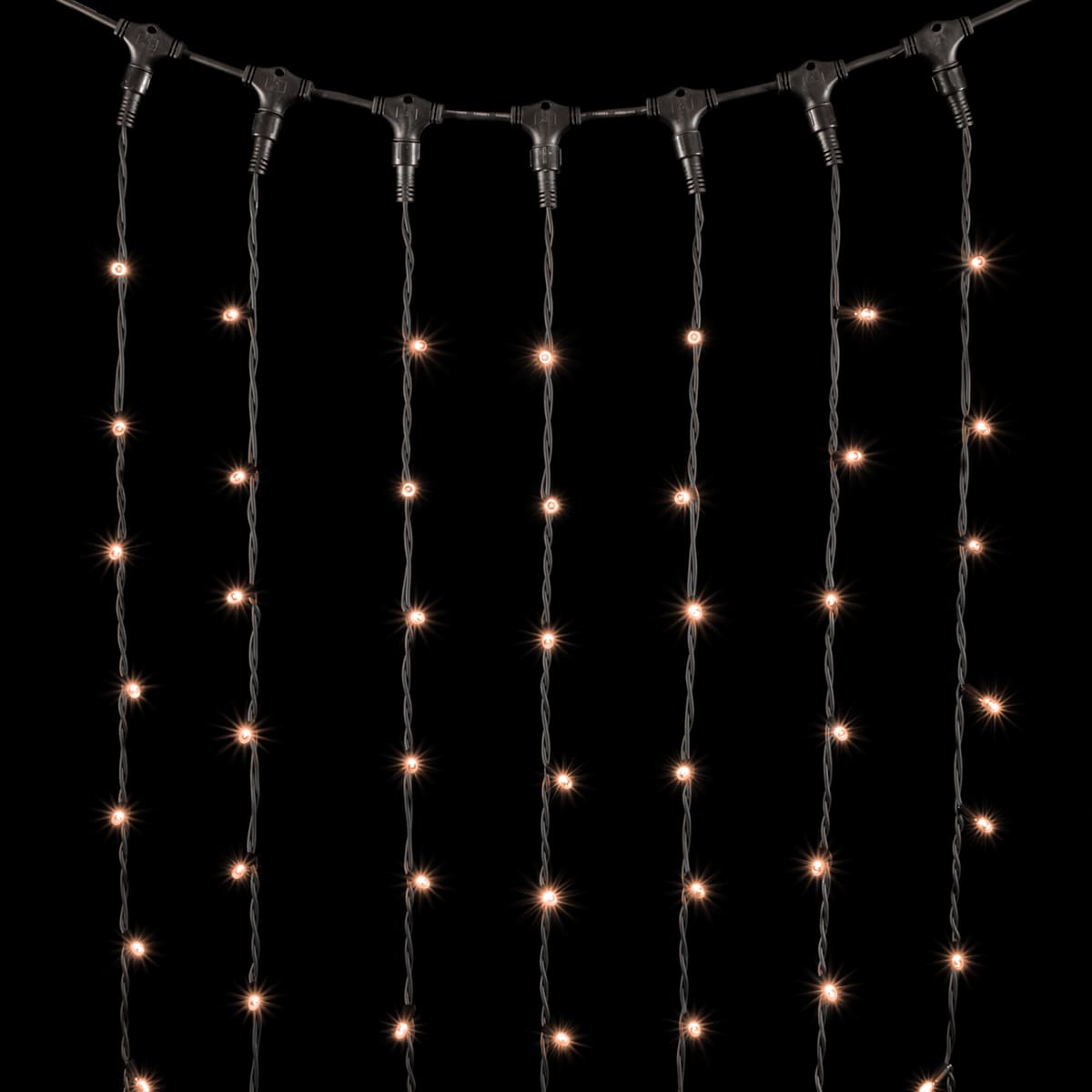 

Гирлянда Занавес 2 x 3 м Экстра Тепло-Белый 220В, 600 LED, Провод Черный Каучук, IP65, LL602-1-2EWW