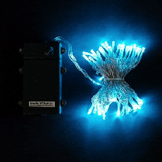 Гирлянда Нить на Батарейках 5м Небесно-Голубая, 50 LED, Провод Прозрачный Силикон, IP65