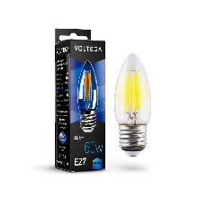 Лампа светодиодная филаментная Voltega E27 6W 4000К прозрачная VG10-C1E27cold6W-F 7029