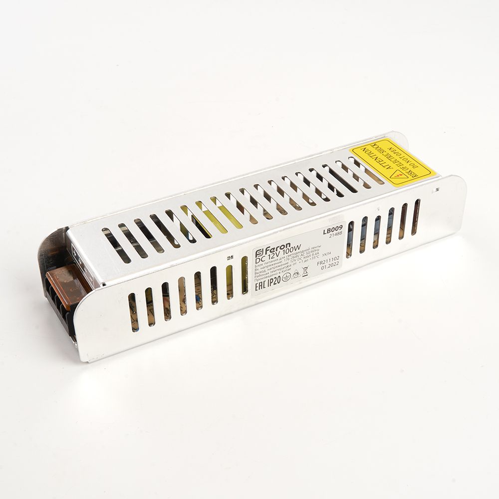 Трансформатор электронный для светодиодной ленты 100W 12V (драйвер), LB009 FERON трансформатор электронный для трековых светильников 100w 48v драйвер lb048
