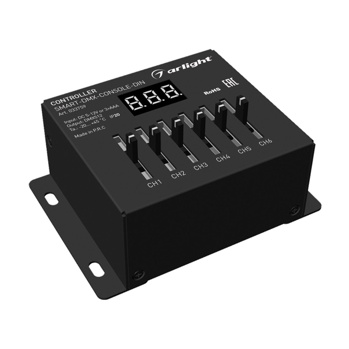 Контроллер SMART-DMX-CONSOLE-DIN (5-12V, 6CH, XLR3) (Arlight, IP20 Металл, 5 лет) разъем выводной dcwp 4pin l150mm x1f mama arlight