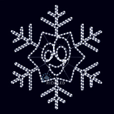 Снежинка-смайлик Rich LED 103 см с широкой улыбкой, светодиодная, белая