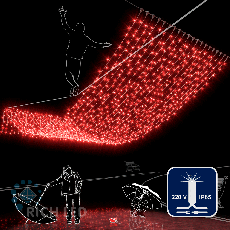 Светодиодный занавес (дождь) Rich LED 2*6 м, влагозащитный колпачок, мерцающий, красный, белый провод, RL-C2*6F-CW/R